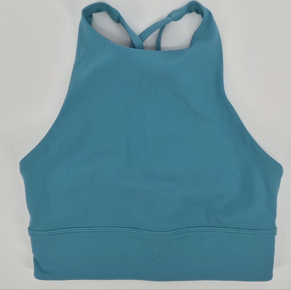 Lululemon Teal High Neck Strappy Back Sports Bra- Size 4